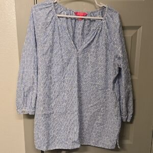 Lilly Pulitzer Light Blue Textured Blouse